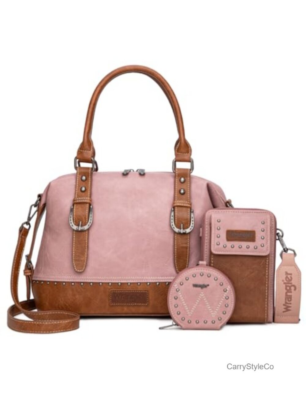 Wrangler Doctor Bag Set Faux Leather 3-Piece Satchel Handbag with Cell Phone